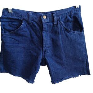 Vintage Shorts 28W 28" 1970s Pure Indigo Denim Cutoff Denim Jeans Hippy Shorts